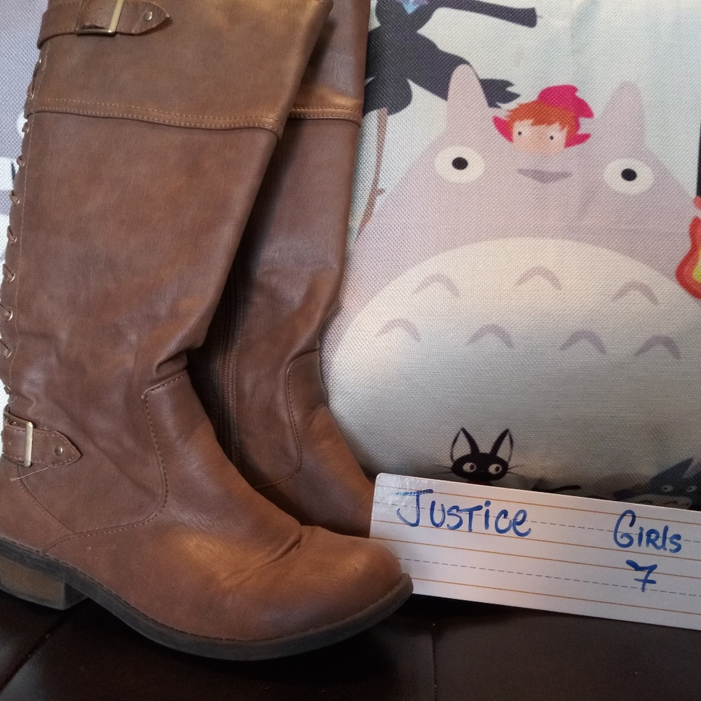 Justice Brown Leather Boots